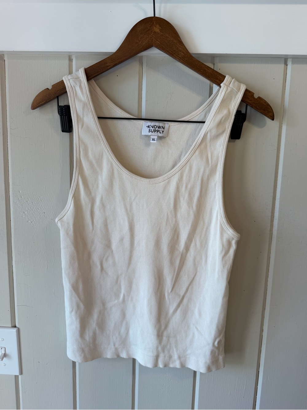 Known Supply Women's Cream Ribbed Tank Top, Size XL NWOT